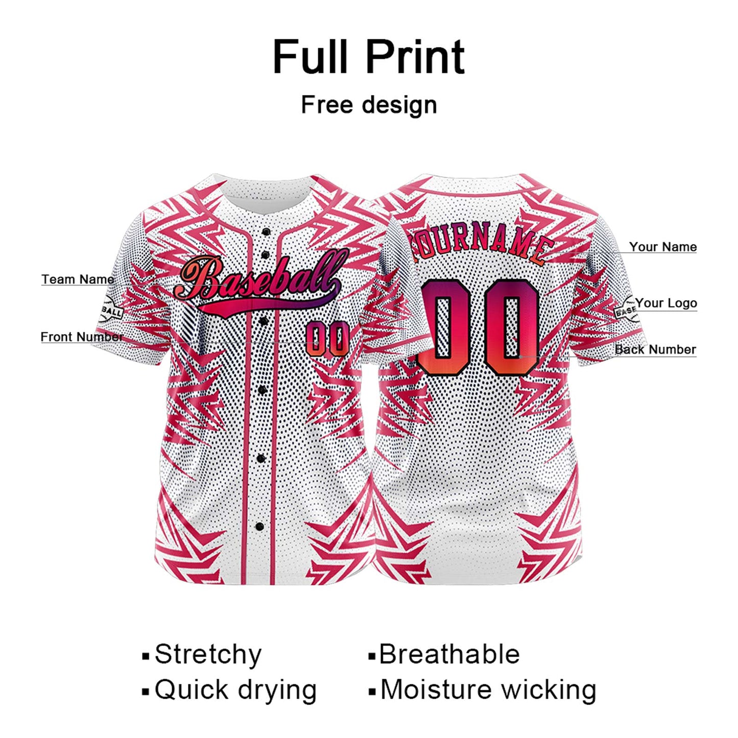 Custom Red Button Down Baseball Jersey for Men Women Adult Youth Print Name Number Logo