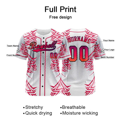 Custom Red Button Down Baseball Jersey for Men Women Adult Youth Print Name Number Logo