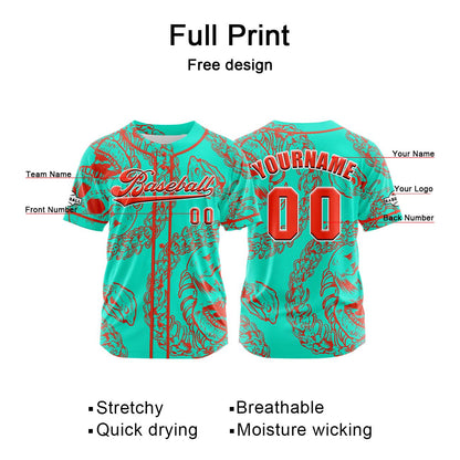 Custom Orange Button Down Baseball Jersey for Men Women Adult Youth Print Name Number Logo