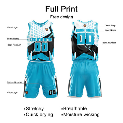 Custom Light Blue Basketball Jersey Uniform Suit Printed Your Logo Name Number