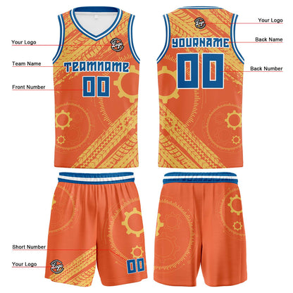 Custom Orange Blue Basketball Jersey Uniform Suit Printed Your Logo Name Number