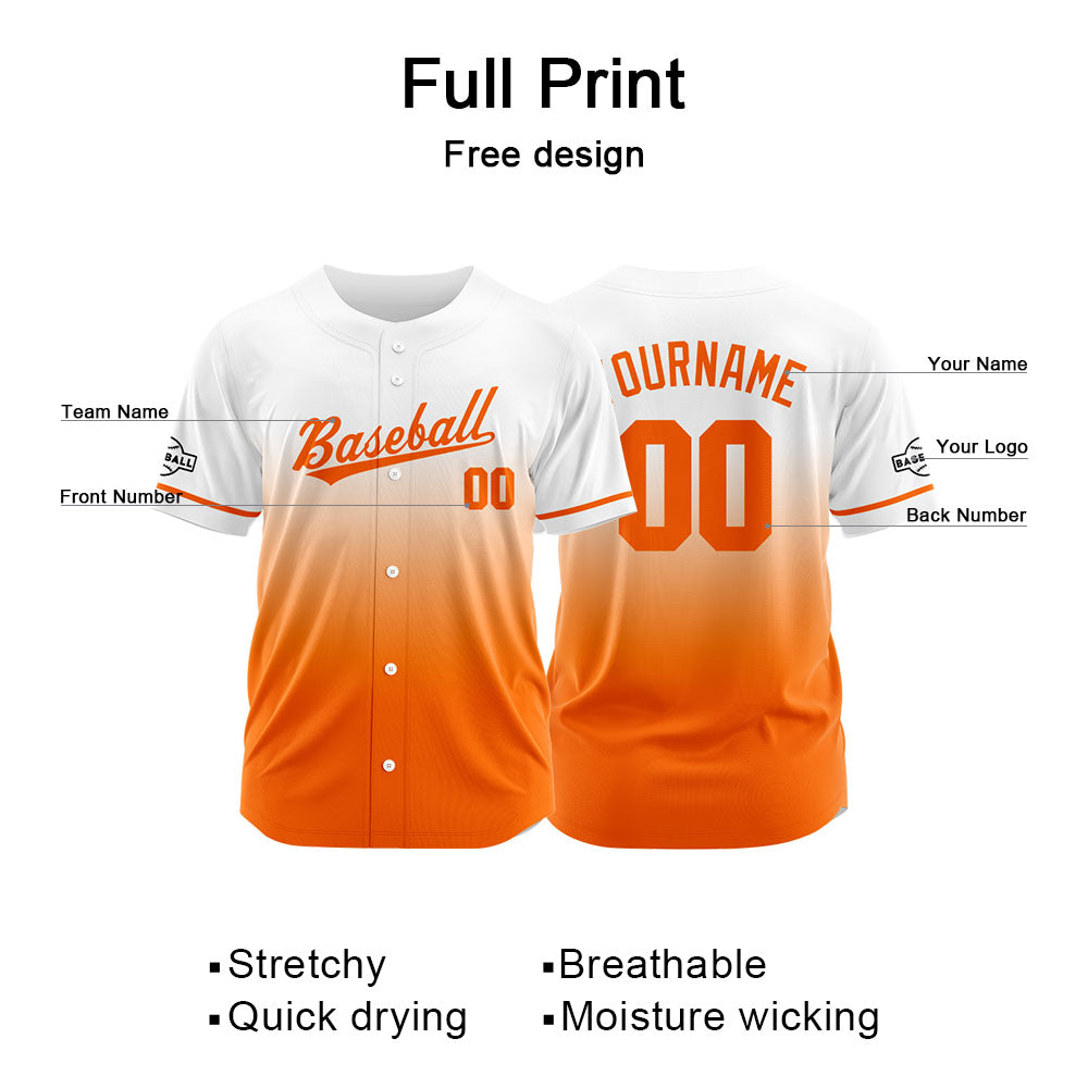 Custom Full Print Design  Baseball Jersey Orange