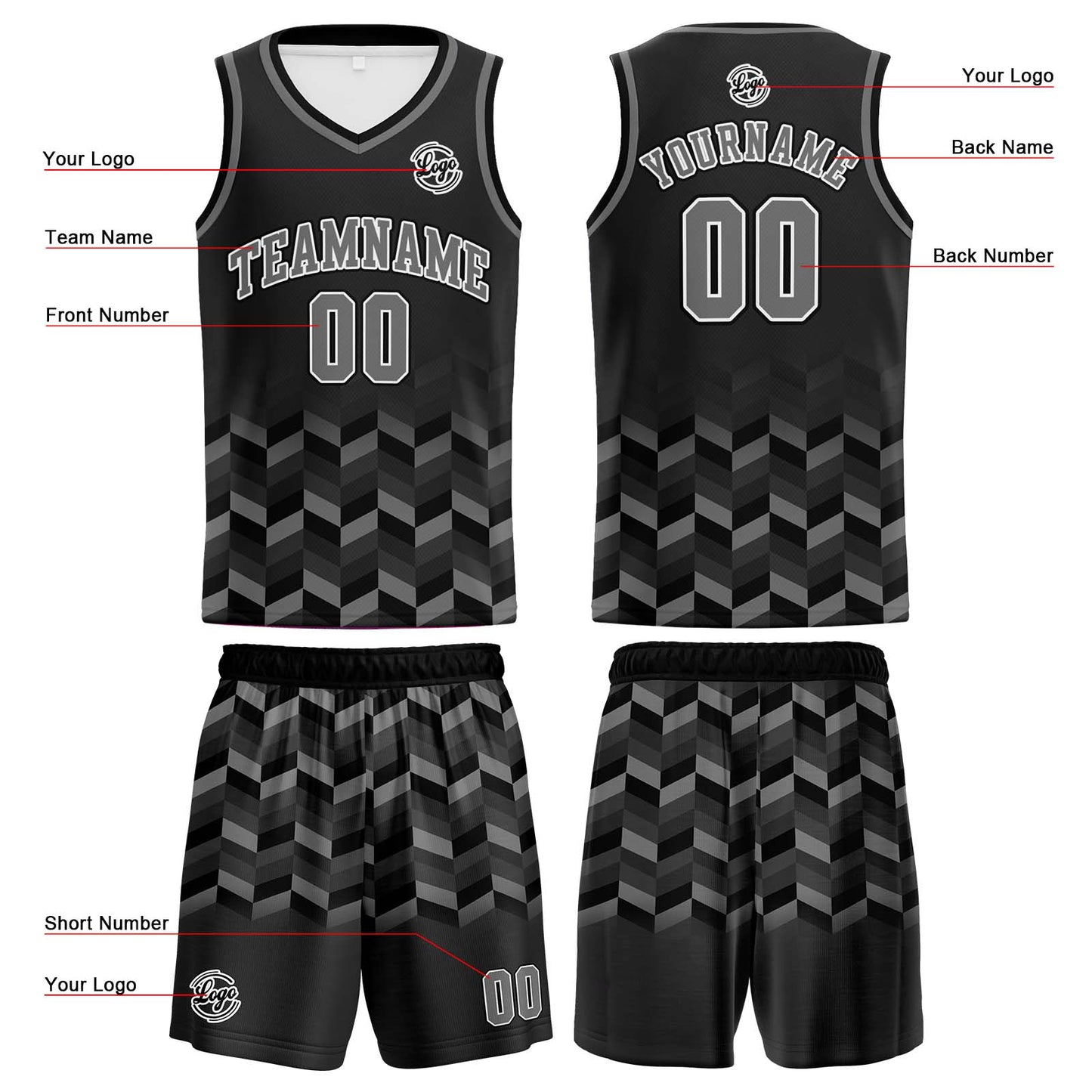 Custom Drak Grey Basketball Jersey Uniform Suit Printed Your Logo Name Number