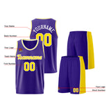 Custom Purple Yellow Basketball Jersey for Men Women Adult Youth Stitched Name Number Logo