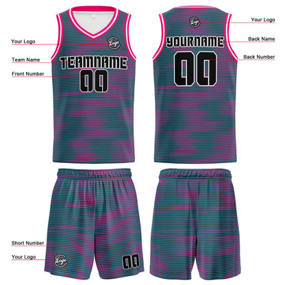 Custom Grey Pink Reversible Basketball Suit for Adults and Kids Personalized Jersey
