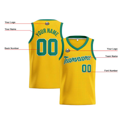 Custom Yellow Green Basketball Jersey for Men Women Adult Youth Stitched Name Number Logo