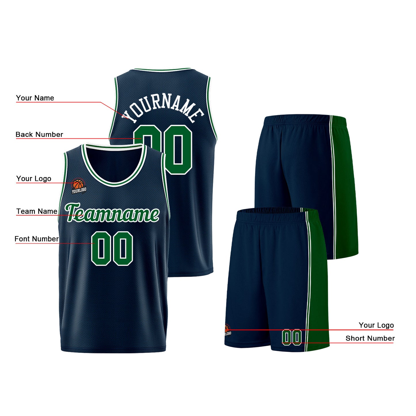 Custom Dark Blue-Green Basketball Jersey for Men Women Adult Youth Stitched Name Number Logo