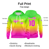 Custom Gradient Hoodie For Man Woman Girl Boy Print Your Logo Name Number Green Yellow  Pink