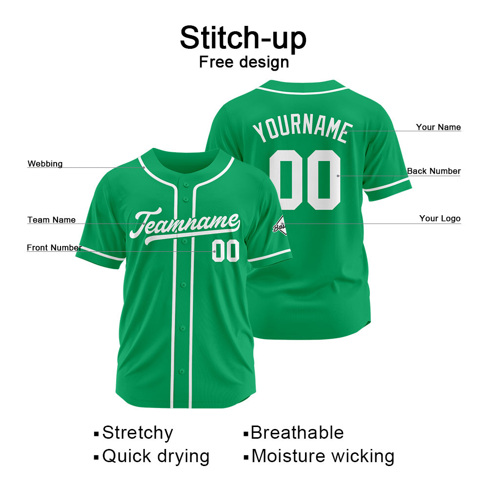 Custom Baseball Jersey Stitched Design Personalized Hip Hop Baseball Shirts Green-White