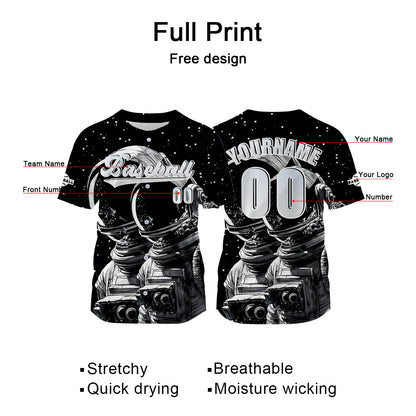 Custom Black Baseball Jersey Print Personalized Name, Number and Logo