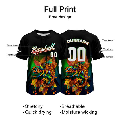 Custom Black Baseball Jersey Print Personalized Name, Number and Logo