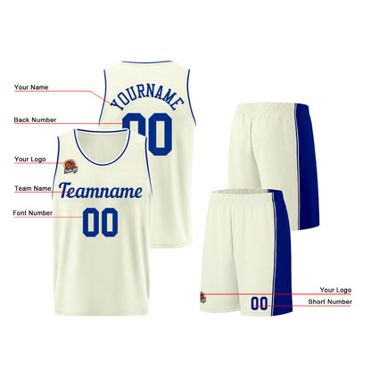 Custom Cream-Royal Basketball Jersey for Men Women Adult Youth Stitched Name Number Logo