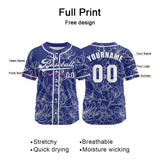 Custom Blue Baseball Jersey Print Personalized Name, Number and Logo