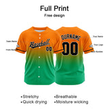 Custom Full Print Design  Baseball Jersey Orange&Green
