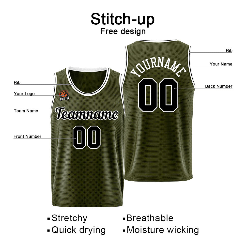 Custom Basketball Jersey Army Green-Black