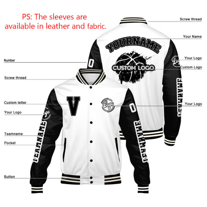 Custom White Black Varsity Jackets for Men Women Youth Personalized Letterman Jackets