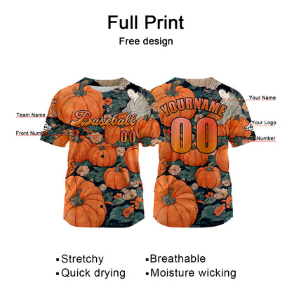 Custom Orange Baseball Jersey Print Personalized Name, Number and Logo