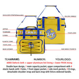 Custom Yellow Blue Double Layer Insulated Cooler Bag - 600D Oxford Waterproof Picnic Tote for Camping, Hiking & BBQ - Large Capacity Thermal Lunch Bag