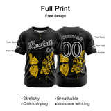 Custom Black Button Down Baseball Jersey for Men Women Adult Youth Print Name Number Logo