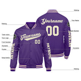 Custom Purple Cream Varsity Jackets for Men Women Youth Personalized Letterman Jackets