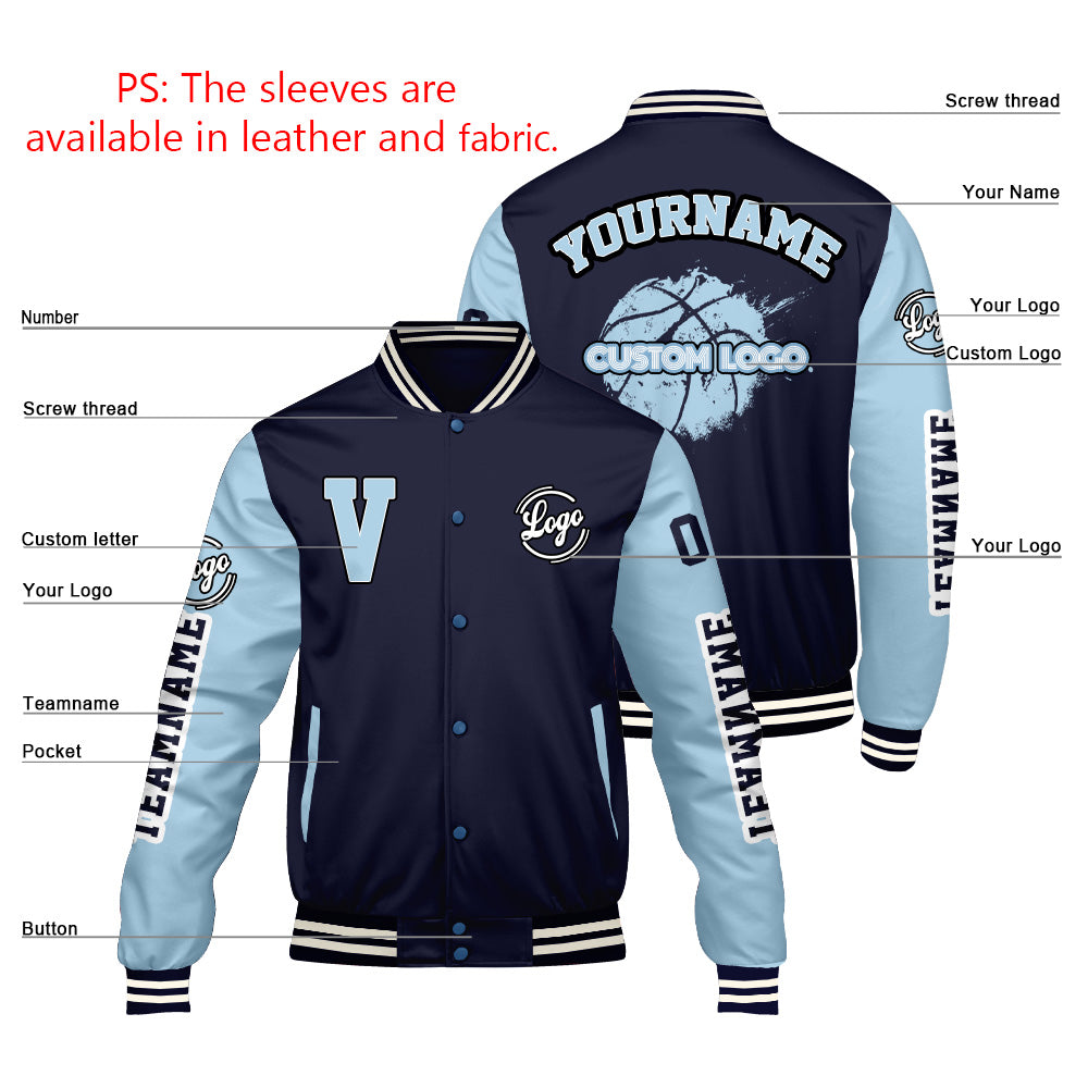 Custom Navy Lion Blue Varsity Jackets for Men Women Youth Personalized Letterman Jackets