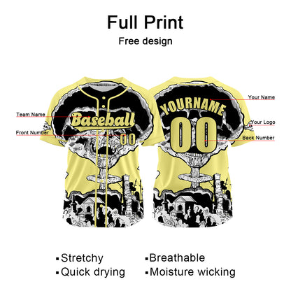 Custom Yellow Baseball Jersey Print Personalized Name, Number and Logo