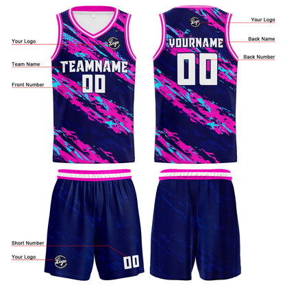 Custom Navy Pink Basketball Jersey Uniform Suit Printed Your Logo Name Number