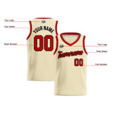 Custom Cream Red Basketball Jersey for Men Women Adult Youth Stitched Name Number Logo