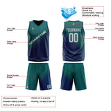 Custom Green Blue Reversible Basketball Suit for Adults and Kids Personalized Jersey