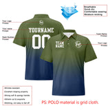 Custom Army Green Navy Football Gradient Polo Shirts  Add Your Unique Logo/Name/Number