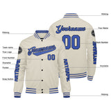 Custom Cream Blue Varsity Jackets for Men Women Youth Personalized Letterman Jackets
