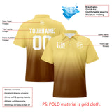 Custom Light Yellow Brown Football Gradient Polo Shirts  Add Your Unique Logo/Name/Number