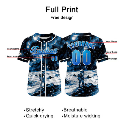 Custom Blue Baseball Jersey Print Personalized Name, Number and Logo