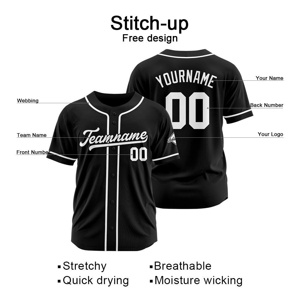 Custom Baseball Jersey Black-White Mesh