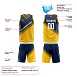 Custom Navy Yellow Reversible Basketball Suit for Adults and Kids Personalized Jersey