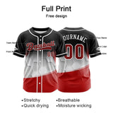 Custom Black Red Button Down Baseball Jersey for Men Women Adult Youth Print Name Number Logo