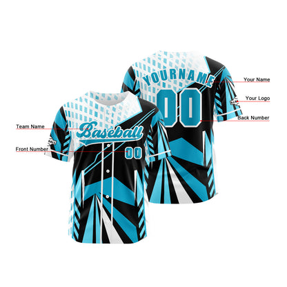 Custom Light Blue Button Down Baseball Jersey for Men Women Adult Youth Print Name Number Logo