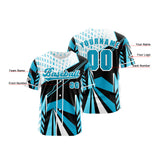 Custom Light Blue Button Down Baseball Jersey for Men Women Adult Youth Print Name Number Logo