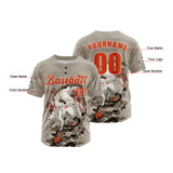 Custom Beige Button Down Baseball Jersey for Men Women Adult Youth Print Name Number Logo
