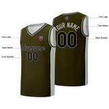 Custom basketball jersey shorts for men and women. Embroidered and printed name, number and logo Olive Green&Grey