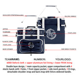 Portable Double Layer Cooler Bag - Waterproof Insulated Picnic Tote for Camping & Family Outings Navy White