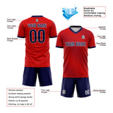 Custom Soccer Uniform Jersey Kids Adults Personalized Set Jersey Red&Navy Wave