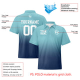 Custom Light Blue Navy Football Gradient Polo Shirts  Add Your Unique Logo/Name/Number