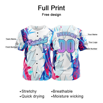 Custom Light Blue White Button Down Baseball Jersey for Men Women Adult Youth Print Name Number Logo
