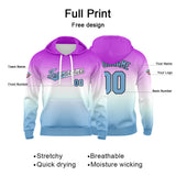 Custom Gradient Hoodie For Man Woman Girl Boy Print Your Logo Name Number Purple White