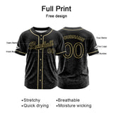 Custom Black Button Down Baseball Jersey for Men Women Adult Youth Print Name Number Logo