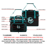Custom Black Cyan Double Layer Insulated Cooler Bag - 600D Oxford Waterproof Picnic Tote for Camping, Hiking & BBQ - Large Capacity Thermal Lunch Bag