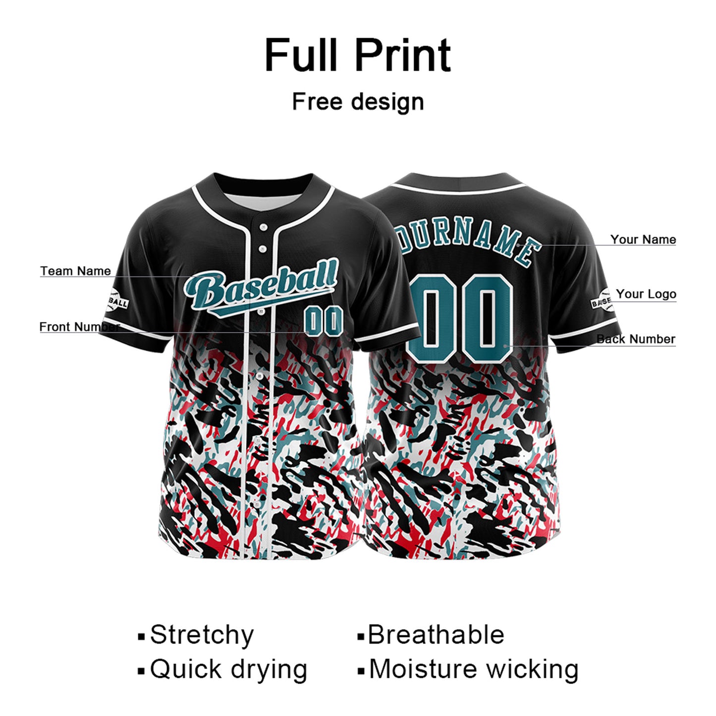 Custom Black Button Down Baseball Jersey for Men Women Adult Youth Print Name Number Logo