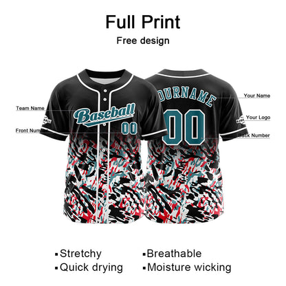 Custom Black Button Down Baseball Jersey for Men Women Adult Youth Print Name Number Logo