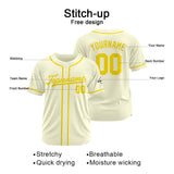 Custom Baseball Jersey Stitched Design Personalized Hip Hop Baseball Shirts Cream-Yellow